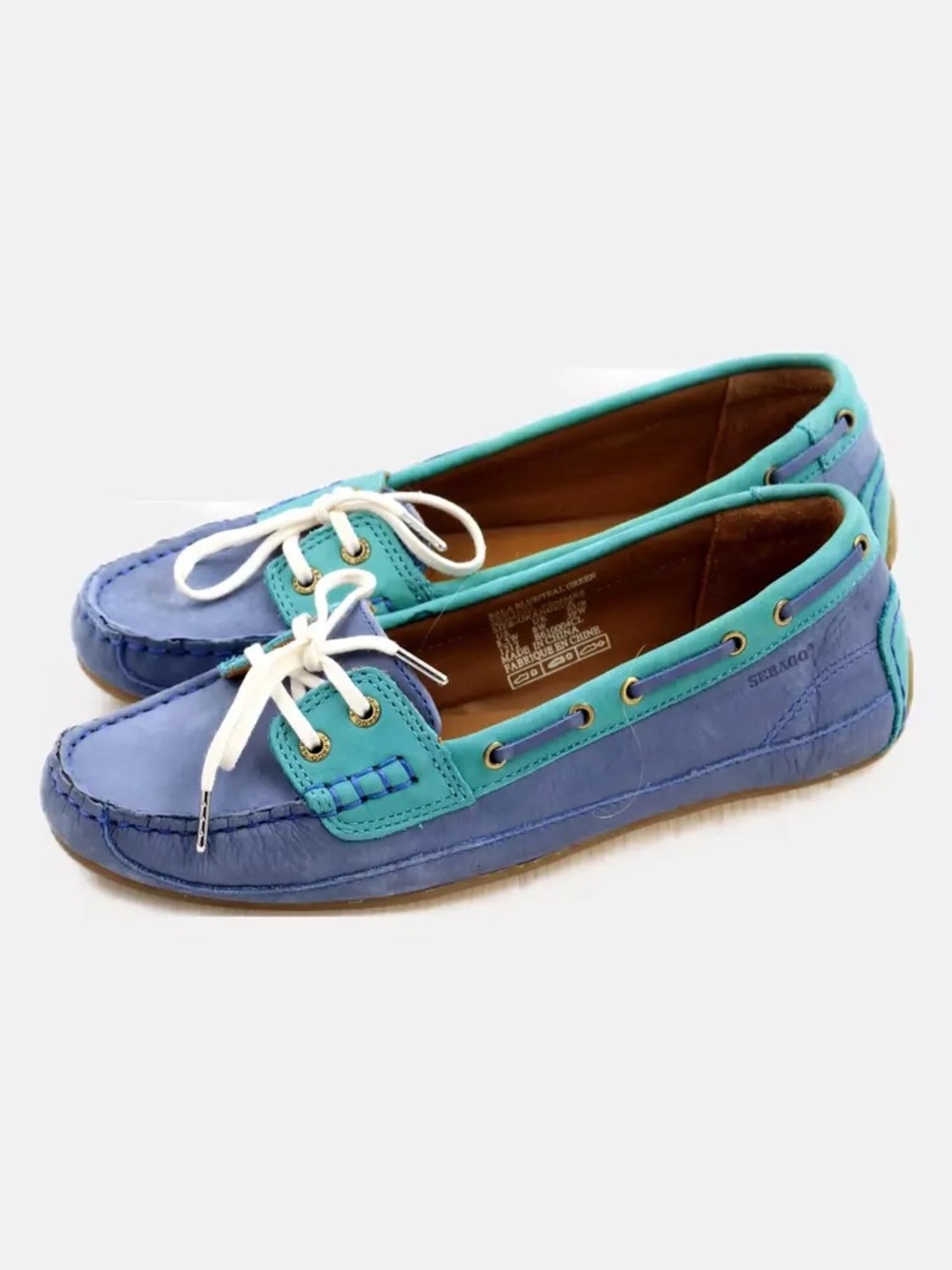 Sebago Womens Spinnaker Deck Shoe in Bala Blue / Teal Green | Size 8